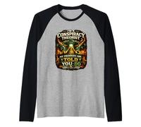 Design Vintage Sci-Fi per Teorici del Complotto Maglia con Maniche Raglan