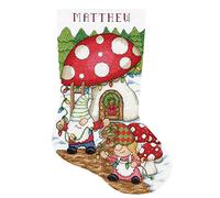 Design Works Crafts Gnomes - Kit calza a punto croce, colore: Bianco