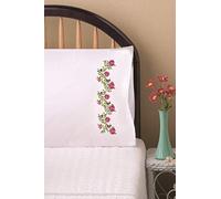 Design Works Crafts Tobin Stamped Pillowcases, Verbena, 20" x 30" Embroidery Kit, white