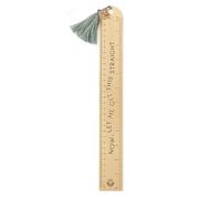 Design Works Ink Righello in metallo rame bordo dritto con ciondolo e nappa, verde, 30 x 4 cm