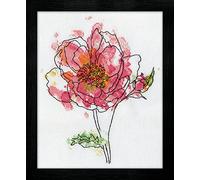Design Works - Kit Punto Croce Rosa Floreale, Cotone, Multicolore, 20 x 25.5 x 0.1 cm