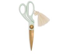 Design Works Mint - Forbici da 6,4 cm x 19,7 cm, con nappa e fascino, manici verniciati, lame dorate con logo inciso, in acciaio inox, perfette per ufficio e scuola