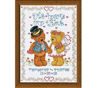 Design Works - Set Punto Croce a Tema Matrimonio 2 Cuori, Multicolore