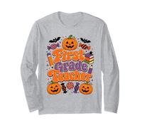 Design Zucca di Halloween per Insegnante di Prima elementare Maglia a Manica