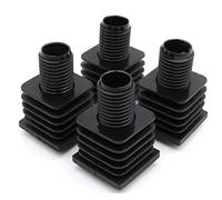 Design61 4 tappi di regolazione per tubi quadrati, 40 x 40 mm, con lamelle M22 x 60 mm, spessore parete 1,5 - 2,0 mm