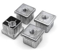 Design61 4 tappi filettati di regolazione, tappi per piedini, presa a incasso per tubi quadrati in zinco pressofuso 30 x 30 mm, con filettatura interna M10