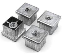 Design61 4 tappi filettati per tubi quadrati in zinco pressofuso, 25 x 25 mm x 2 mm con filettatura interna M10