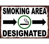 Designated Smoking Area Arrow Right 20,3 x 30,5 cm, targa in latta antiruggine, laminata per resistente ai raggi UV, alle intemperie, ai graffi, all'acqua e allo sbiadimento, per uffici e luoghi