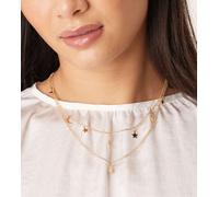 DesignB London - Collana dorata multifilo con ciondoli a forma di luna e stelle-Oro No Size