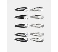 DesignB London - Confezione da 10 fermagli per capelli argento e nere-Multicolore No Size