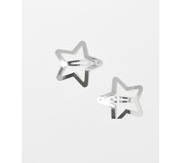 DesignB London - Confezione da 2 fermagli per capelli a forma di stella grandi color argento No Size