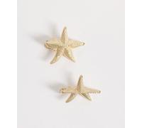 DesignB London - Confezione da 2 fermagli per capelli a forma di stella marina in metallo dorato-Oro No Size