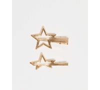 DesignB London - Confezione da 2 fermagli per capelli dorati con stella-Oro No Size