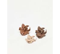 DesignB London - Confezione da 3 fermagli per capelli piccoli in tonalità neutre opache a forma di fiori-Neutro No Size