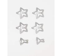 DesignB London - Confezione da 6 fermagli per capelli argentati decorati con stelle-Argento No Size