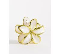 DesignB London - Fermaglio per capelli con fiore hawaiano effetto marmorizzato color perla con finiture tonalità oro No Size