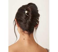 DesignB London - Forcina per capelli alla francese dorata con perla-Oro No Size