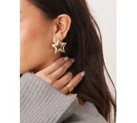 DesignB London - Orecchini a bottone appariscenti color oro con design a forma di stella No Size