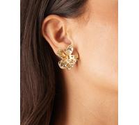 DesignB London - Orecchini dorati a fiore effetto colato-Oro No Size