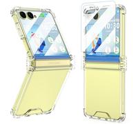 Designed for Galaxy Z Flip 7 Case with Hinge Protection & Built-in Tempered Glass Screen Protector for Samsung Flip 7 Full Cover Phone Protection Case Clear for Z Flip 7 - Clear
