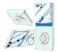 Designed for Galaxy Z Flip 8 Case with Ring Kickstand & Tempered Screen Protector for Samsung Flip 8 Slim Protective Phone Case Clear Cover for Z Flip 8 5G - Clear