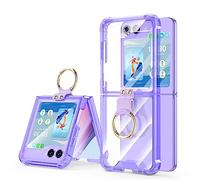 Designed for Samsung Galaxy Z Flip 5 Case Clear with Ring, Anti-Fall Shockproof Protective Phone Cover Case Compatibile con Galaxy Z Flip 5 Case 5G 2023 (Clear Purple)