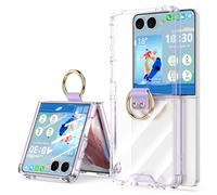 Designed for Samsung Galaxy Z Flip 7 Case Clear with Ring Anti-Fall Shockproof Protective Phone Cover Compatibile con Galaxy Z Flip 7 Case 5G 2025 (Clear Purple)