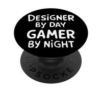 Designer by Day Gamer by Night PopSockets PopGrip Adesivo