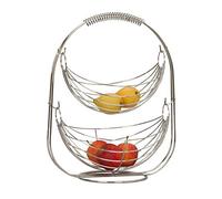 Designer Cesto di Frutta Cesto di Frutta Alzata Portafrutta in Metallo Argento Cromato 45 cm di Altezza