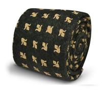 Designer Cotone Cravatta da Uomo - Nero - Crema Avorio Fleur De Lys Lis