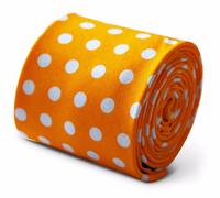 Designer Cotone Cravatta da Uomo - Oro Giallo - Bianco a Pois Frederick Thomas