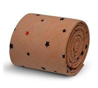 Designer Cotone Cravatta da Uomo Pesca Arancione Stella Modellato Skinny Da