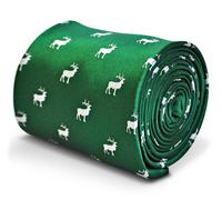 Frederick Thomas Designer Uomo Cravatta - Verde Smeraldo - Ricamato Cervo Stampa