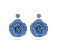 Designer Denim Fiore Orecchini per le Donne Boho Unico Floreale Oversize Vacanza Festa Funky Statement Fashion Jewelry