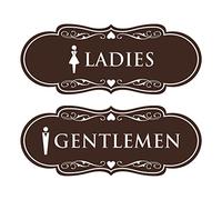 Designer Ladies and Gentlemen Figurines Toilette Signs, set di 2 (marrone scuro) - Medium 1 Pack