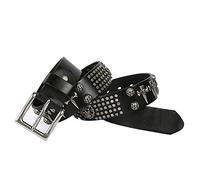 Designer Rivetto in Vera Pelle Punk Mens Rock Skull Cinture Jeans Stile Hip-Hop Cinturino in Metallo Ceinture in Vita,Nero,130CM/51.1''
