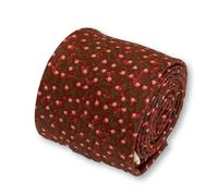 Designer Uomo Cotone Cravatta Rosso Scuro Granata & Ditsy Fiore Rosa By