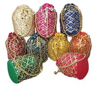 Designer Women Gotta Mirror Work Potli Bags Wedding and Party - Indian Etnico Designer Ricamato Silk Pouch Bag, Rosa, Large
