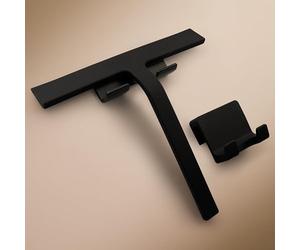 Designfabrik Amburgo Tergivetro doccia | Tira acqua in silicone nero o bianco | Supporto senza forare | Design moderno per il bagno | 23 cm | Nero