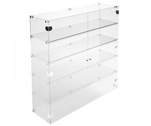 DesignPlex Ampia vetrina espositiva in plexiglass trasparente a 5 ripiani - Misure: 100 x 30 x h100 cm