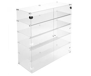 DesignPlex Ampia vetrina espositiva in plexiglass trasparente a 5 ripiani - Misure: 100 x 40 x h100 cm