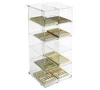 DesignPlex Espositore da banco per schedine, gratta e Vinci ECC. in plexiglass Trasparente a 10 Tasche - Misure: 24 x 23 x H52 cm