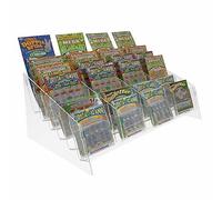 DesignPlex Espositore gratta e Vinci da banco in plexiglass Trasparente a 24 Tasche - Misure: 49 x 26 x H18 cm