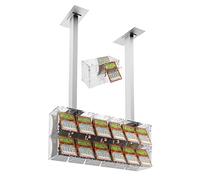 DesignPlex Espositore gratta e vinci da soffitto in plexiglass trasparente a 12 contenitori munito di sportellino frontale lato rivenditore - Misure monoblocco: 73x17x H30 cm