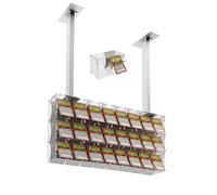DesignPlex Espositore gratta e vinci da soffitto in plexiglass trasparente a 24 contenitori munito di sportellino frontale lato rivenditore - Misure monoblocco: 97x17x H45 cm