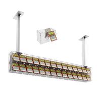 DesignPlex Espositore gratta e vinci da soffitto in plexiglass trasparente a 28 contenitori munito di sportellino frontale lato rivenditore - Misure monoblocco: 168x17x H30 cm