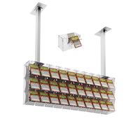 DesignPlex Espositore gratta e vinci da soffitto in plexiglass trasparente a 30 contenitori munito di sportellino frontale lato rivenditore - Misure monoblocco: 121x17x H45 cm