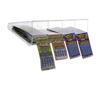 DesignPlex Espositore gratta e vinci da soffitto in plexiglass trasparente a 4 scomparti lato rivenditore - Misure: 50x26x H13 cm