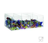 DesignPlex Espositore in plexiglass Trasparente da banco per Caramelle confezionate e Oggetti Vari a 4 vaschette - Misure: 50 x 18 x H15 cm