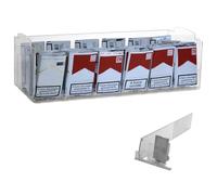 DesignPlex Espositore in plexiglass Trasparente da banco Porta trinciato Dotato di n° 6 spingipacchetto, Misure: 50x20x H13.5 cm